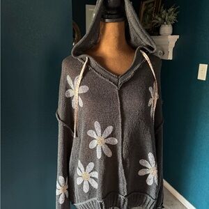Boutique Flower Mesh Sweater Hoodie